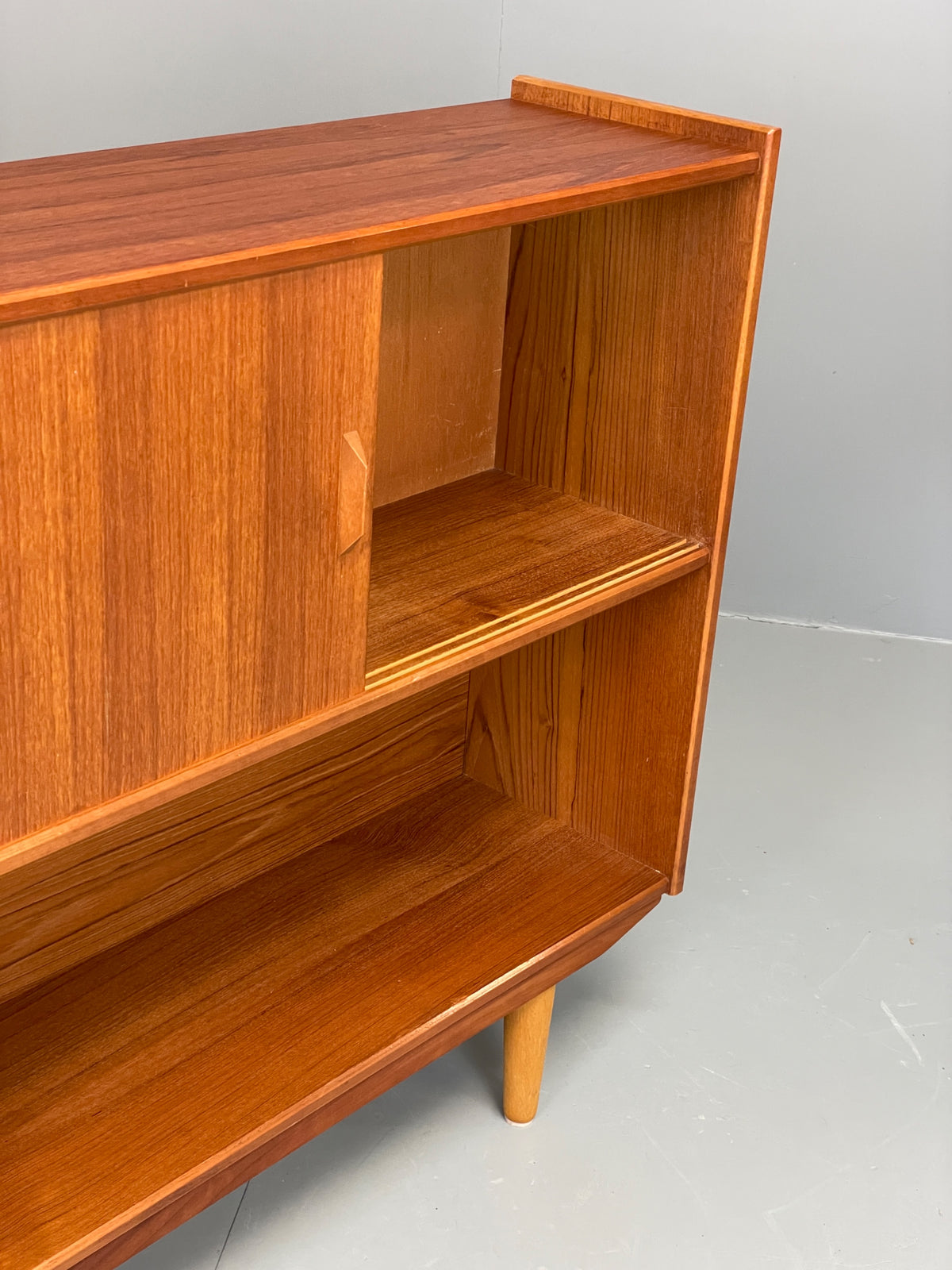 Vintage Teak Bookcase 1970s Retro Sliding Doors Gibbs Furniture Shelving EB13153