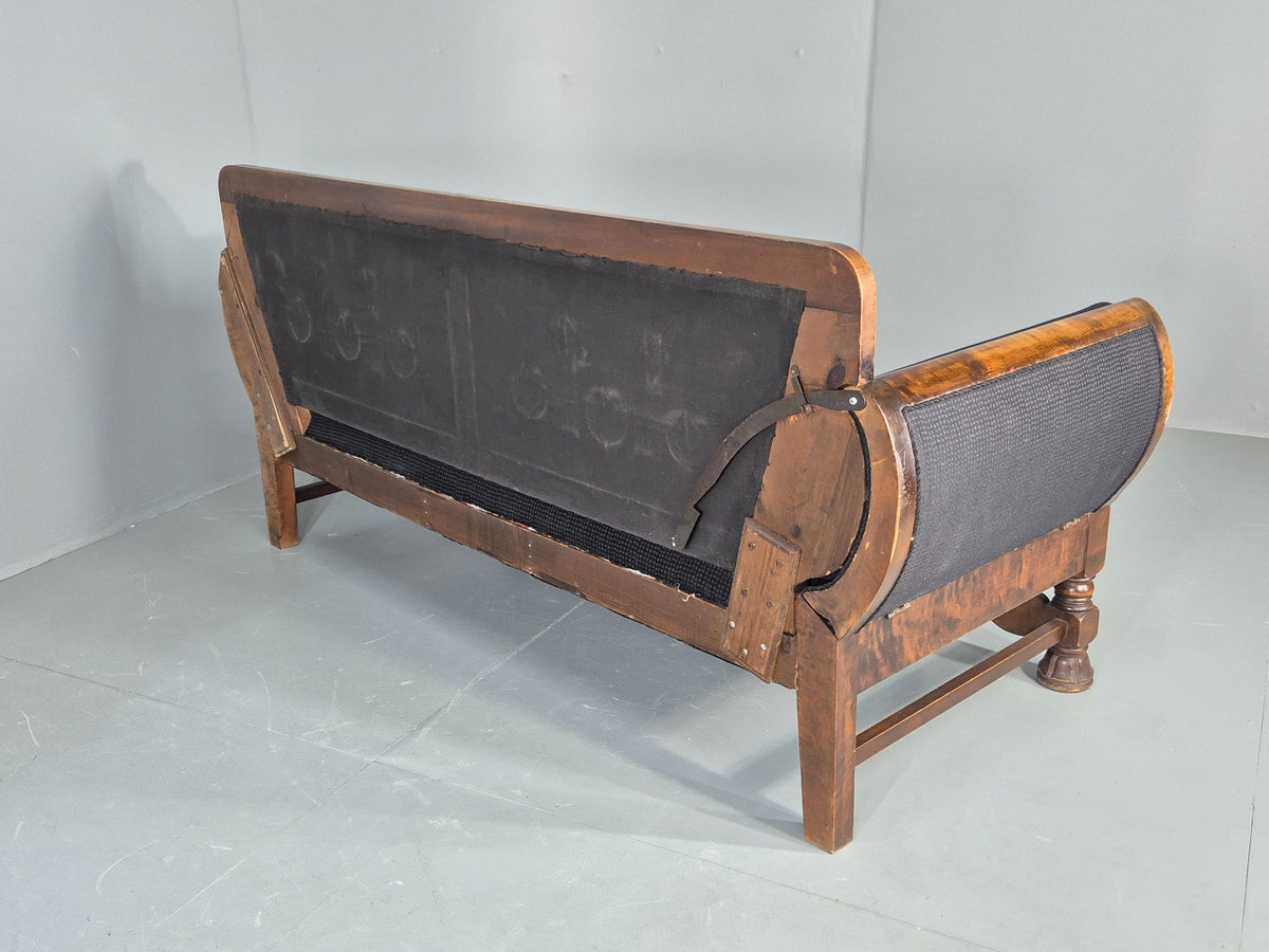 Vintage Danish Drop End Sofa Baroque Revival 1920s Antique Carved Wood EB12756