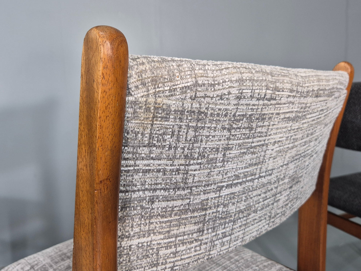 6 Vintage Mid Century Dining Chairs Teak Frame Two Tone Coverings 1970s  EB12035