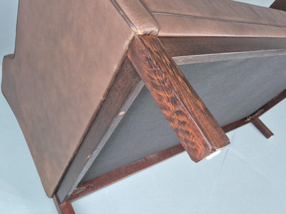 Vintage 2 Seater Sofa Mogens Hansen Brown Leather 80s Retro Mid Century EB12384