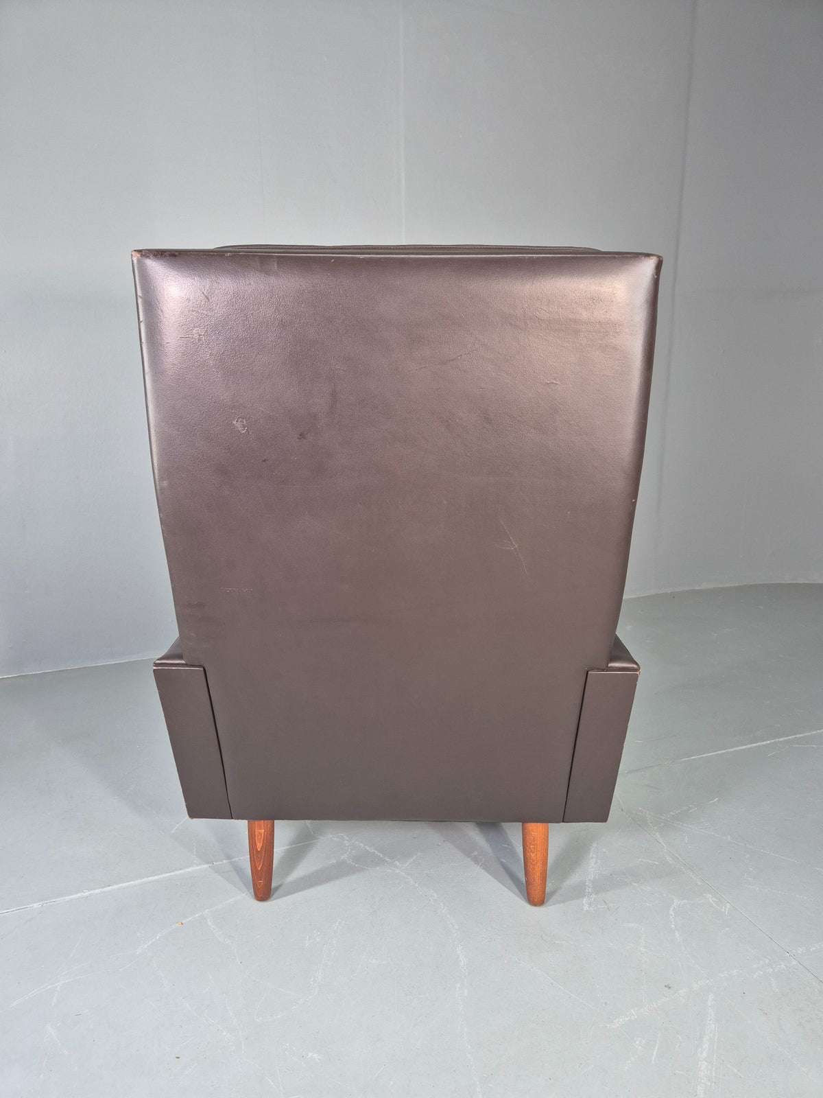 Vintage Danish Design Lounge Chair Brown Leather 1960s High Back MCM  EB13064