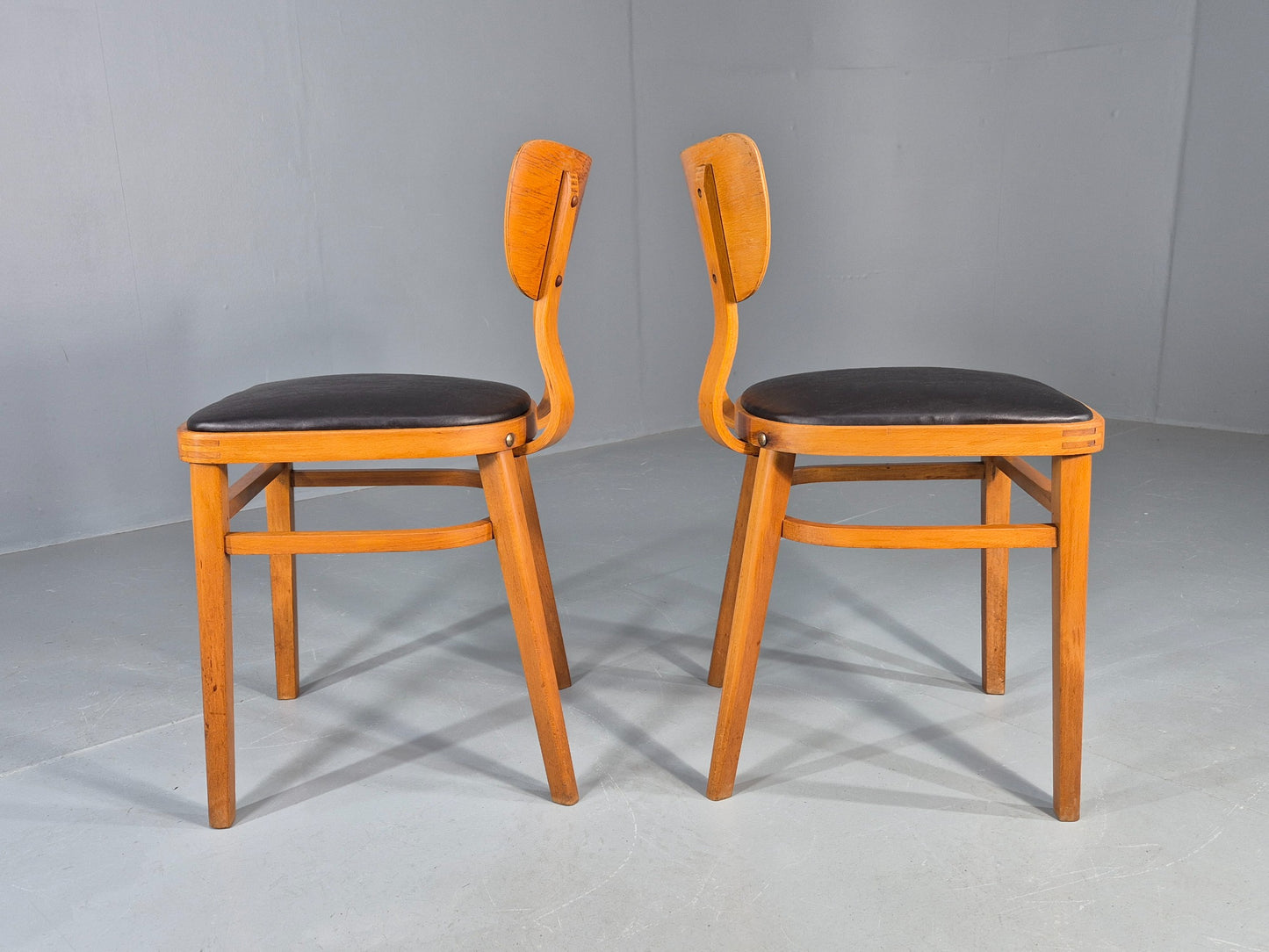 2 Vintage 1960s Dining Chairs with Bentwood Backs Apersite Brand Retro EB12224