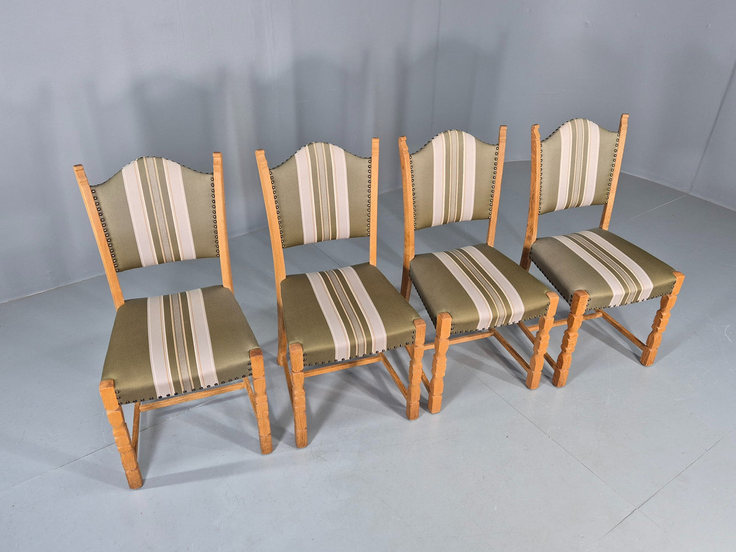 4 Vintage Henning Kjaernulf Dining Chairs Oak Frame 1970s Retro  EB12127