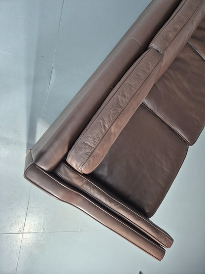 Vintage 3 Seater Sofa Mid Century Retro Brown Leather Mogensen  EB11637 M3SS