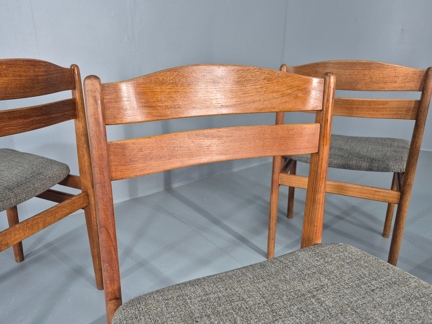 4 Vintage Danish Dining Chairs Teak Frames New Upholstery Boltinge 1970s EB12263