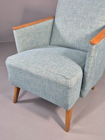 Mid Century Style Lounge Chair Newly Upholstered in Blue Retro EB9981