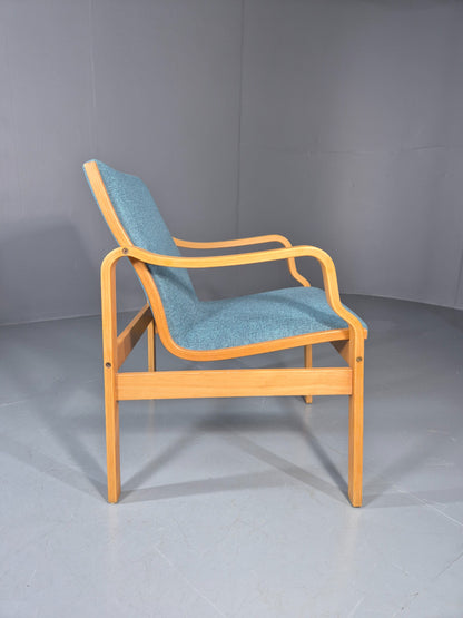 Vintage Farstrup Mid Century Chair New blue Upholstery Bentwood Frame EB11211