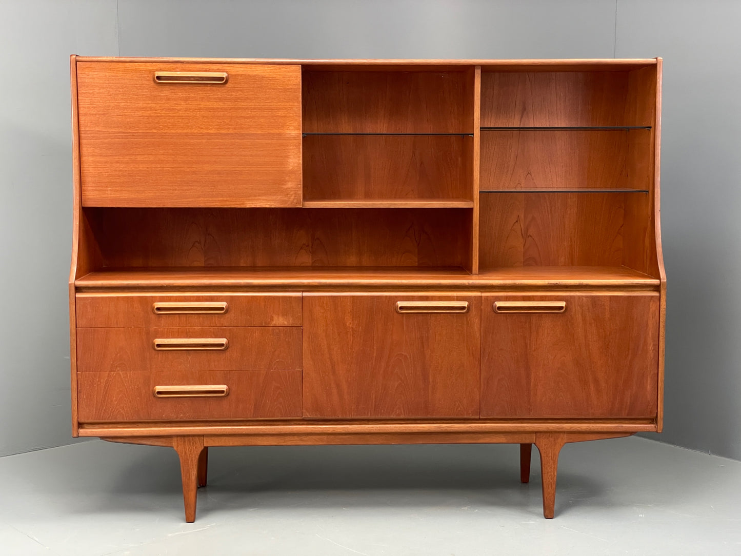 Vintage McIntosh Teak Highboard Wall Unit Shelving 1970s Retro Drawers EB12290