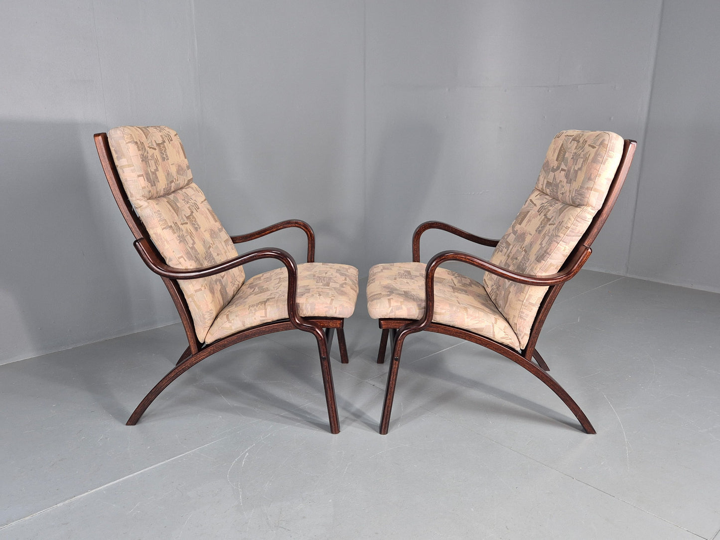 Vintage Danish Bentwood Lounge Chairs 1980s Stouby Retro MCM EB12130