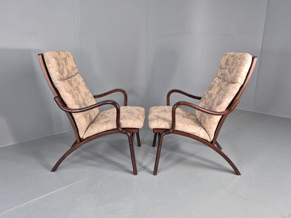Vintage Danish Bentwood Lounge Chairs 1980s Stouby Retro MCM EB12130