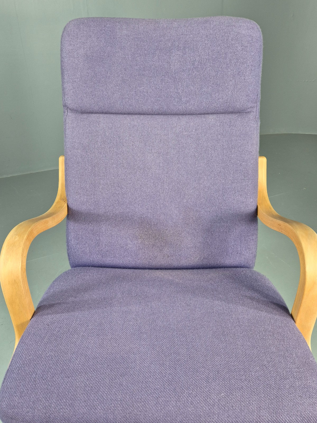 Vintage Mid Century Lounge Chair Bentwood Frame Danish Purple Wool 1980s EB12136