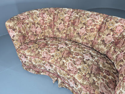 2 Seater Banana Sofa Vintage Danish Art Deco Floral Upholstery  EB10788 V2SS