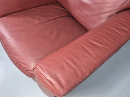 Vintage Natuzzi Chair and Footstool Leather Art Deco Club Style Modern EB12487