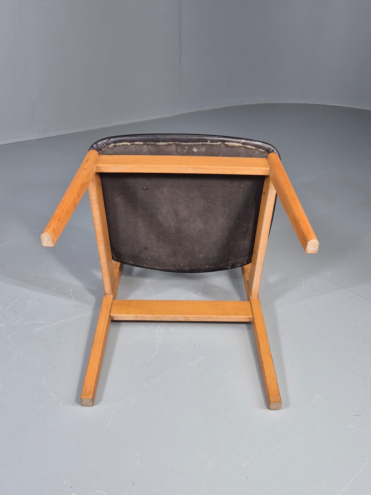 Vintage Teak Dining Chair 1960s Retro Mid Century Vinyl Seat EB11759