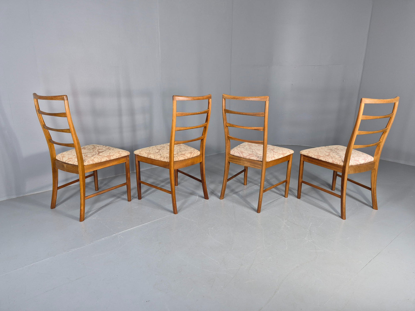 4 Vintage McIntosh Dining Chairs High back ladder Style 1960s Retro MCM EB12861