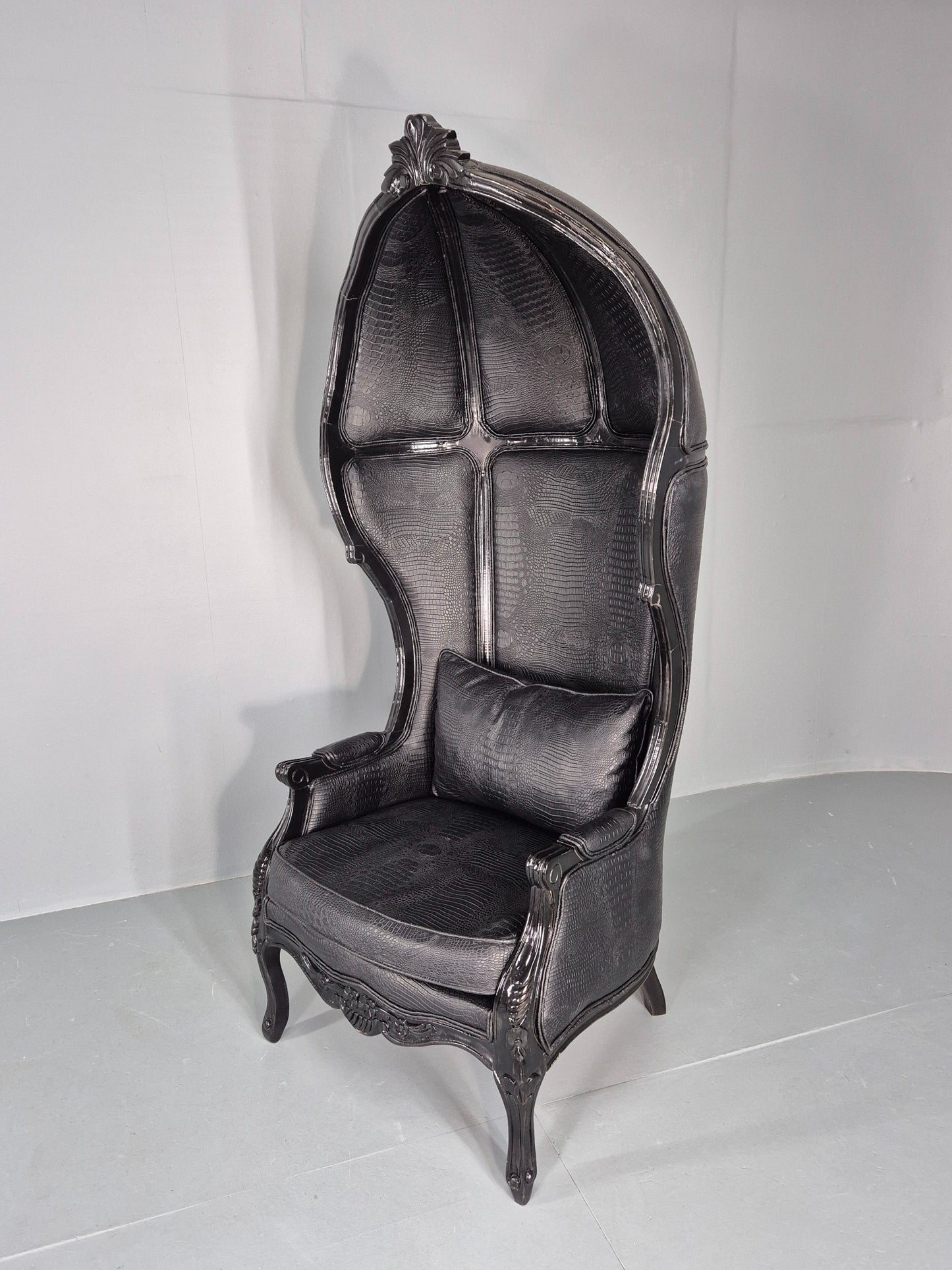 Vintage Porters Chair Canopy Gothic Chair Faux Crocodile Skin Modern EB12564