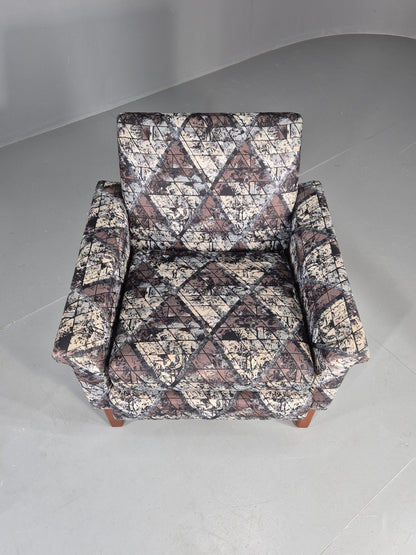 Vintage Midcentury Modern lounge Chair Swedish Design Abstract Pattern EB11100