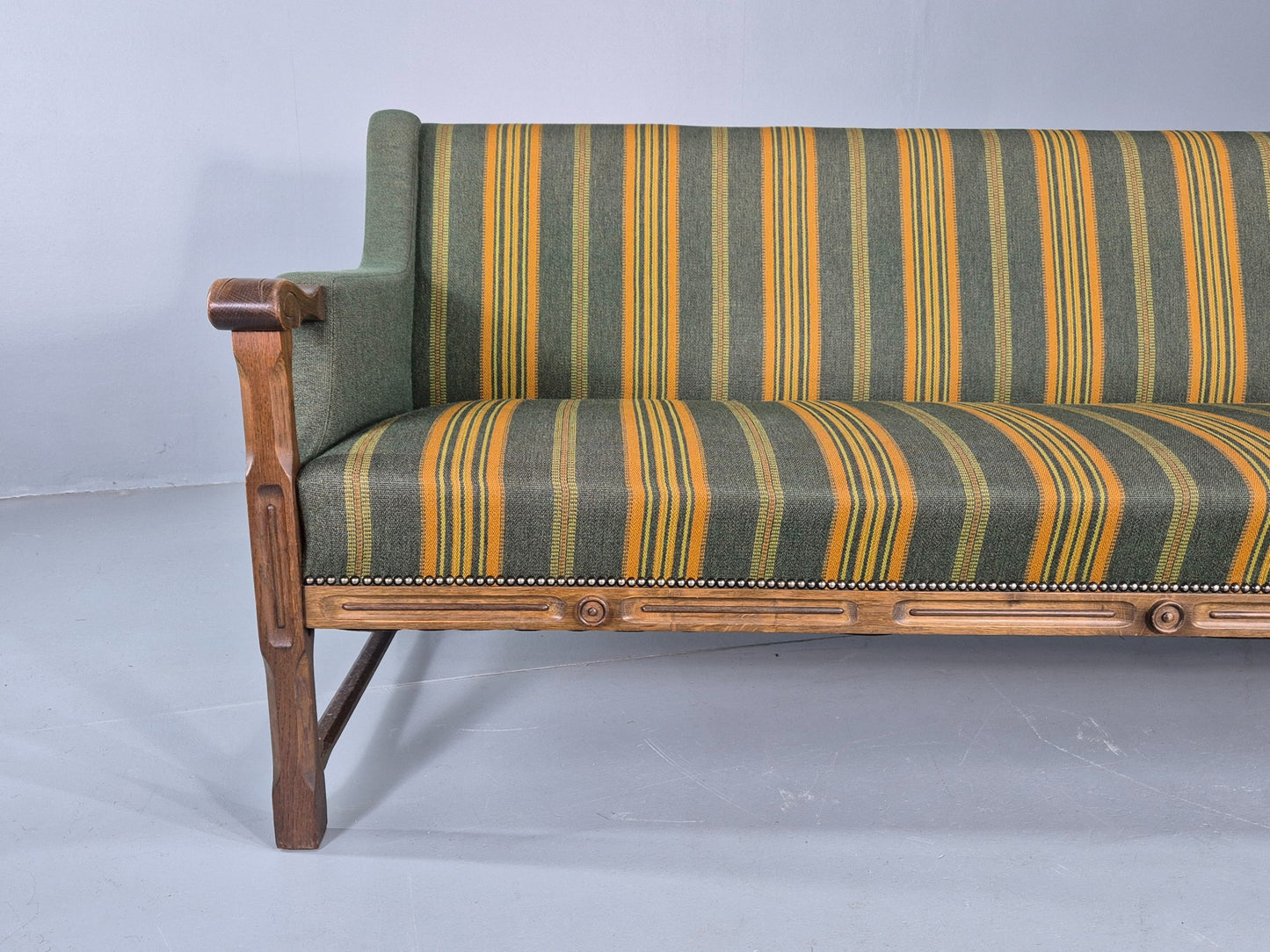 Vintage 3 seater Sofa Danish Design Green Wool Cloth 1970s Retro EB12758