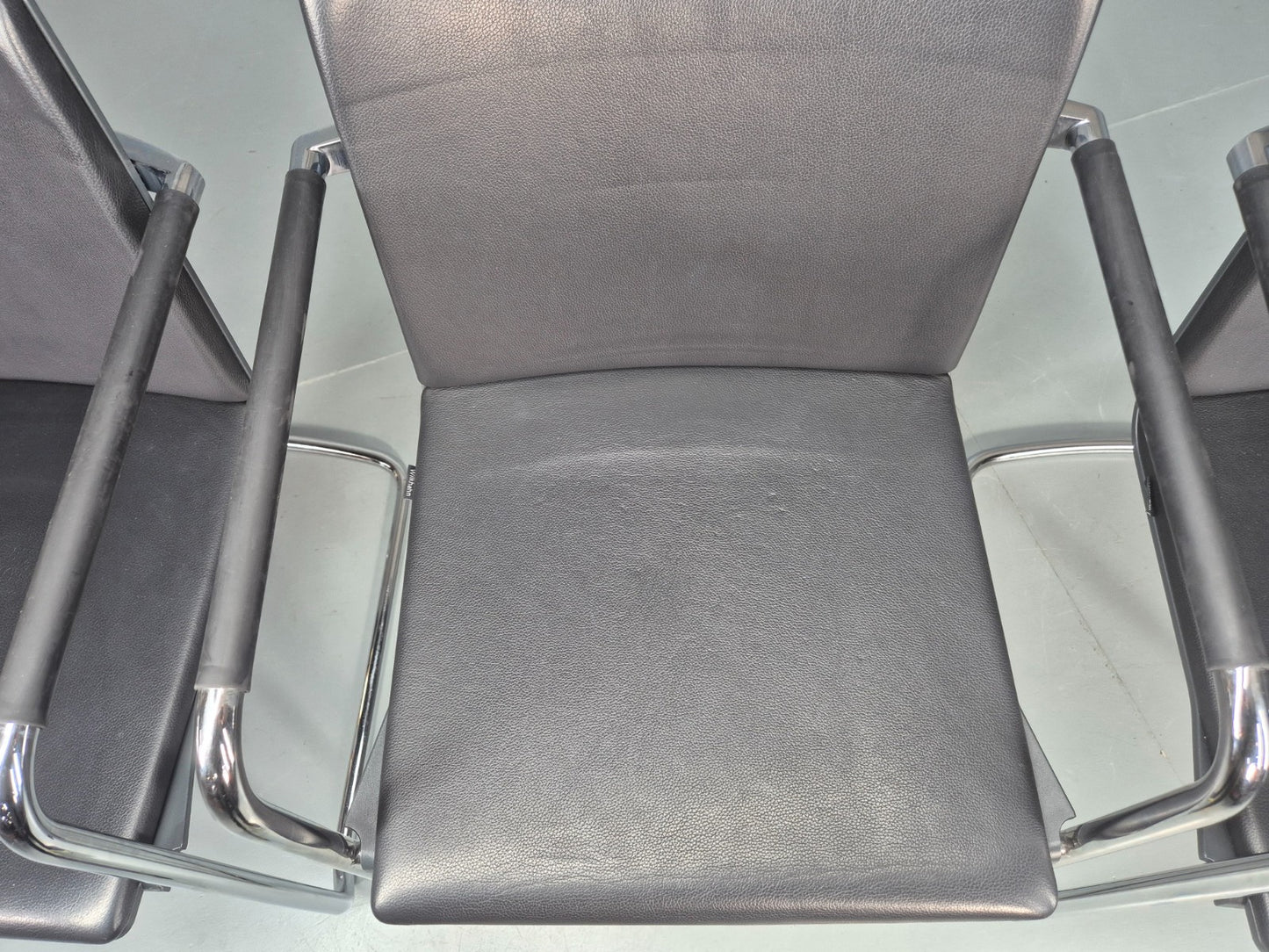 3 Vintage Stacking Chairs Wilkhahn Chrome Cantilever Frames Leather chairs EB12270