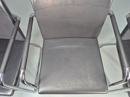 3 Vintage Stacking Chairs Wilkhahn Chrome Cantilever Frames Leather chairs EB12270