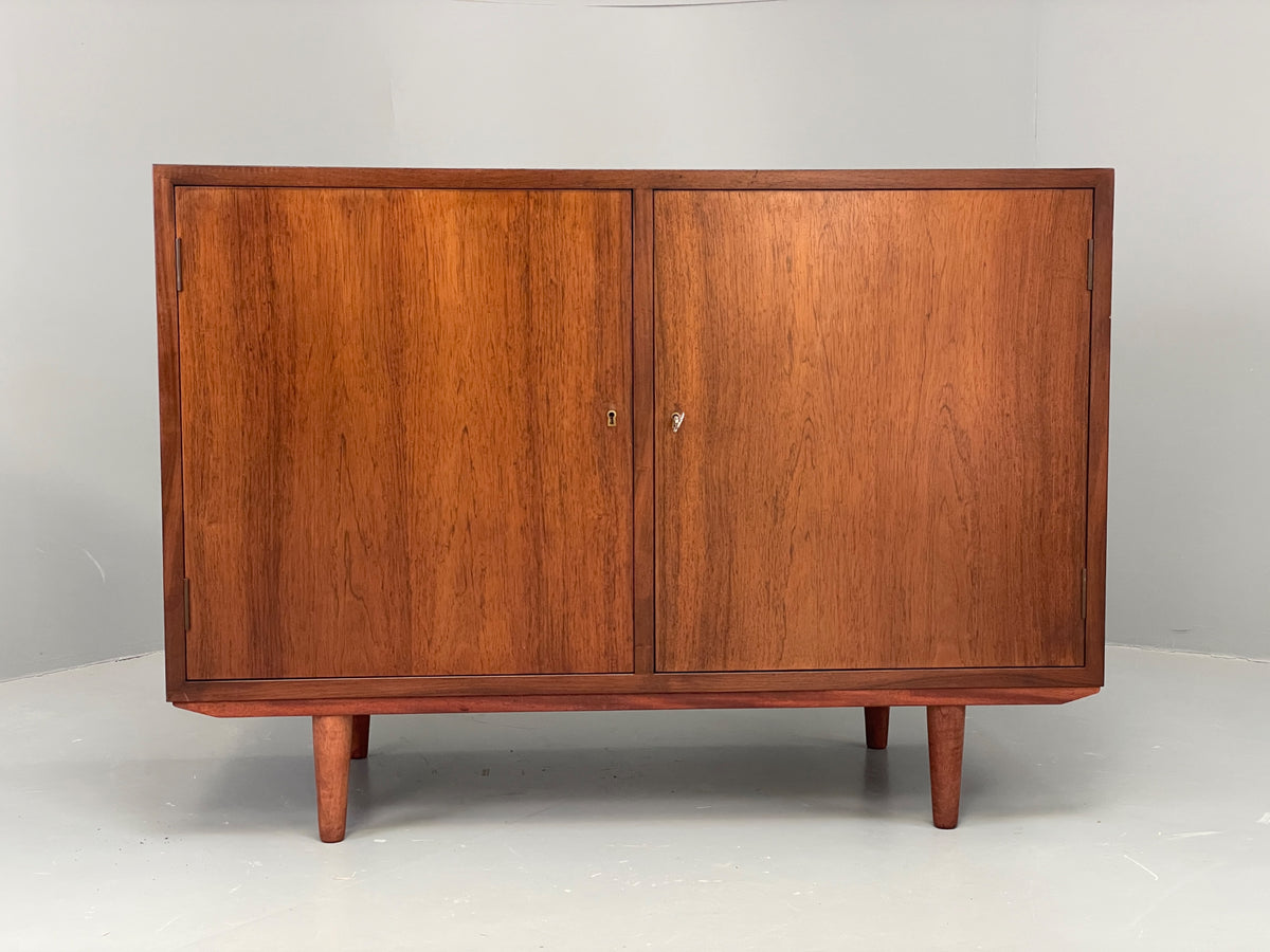 Vintage 1960s Sideboard Cabinet Danish Mid Century Darkwood Shelving EB12922