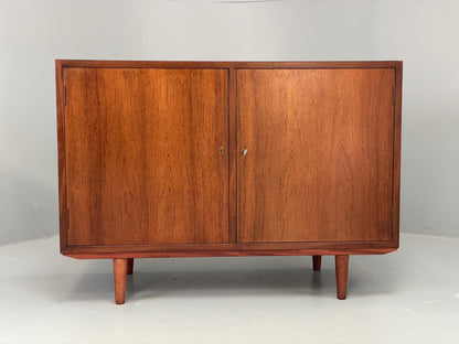 Vintage 1960s Sideboard Cabinet Danish Mid Century Darkwood Shelving EB12922