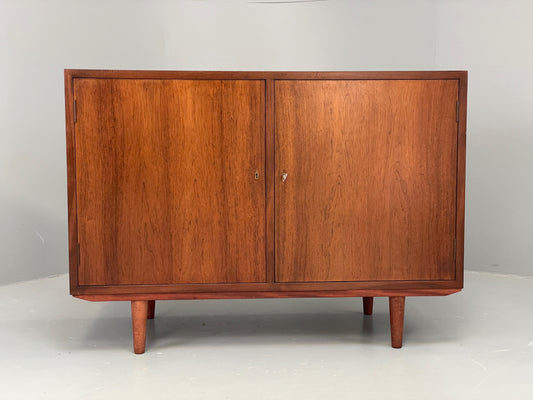 Vintage 1960s Sideboard Cabinet Danish Mid Century Darkwood Shelving EB12922