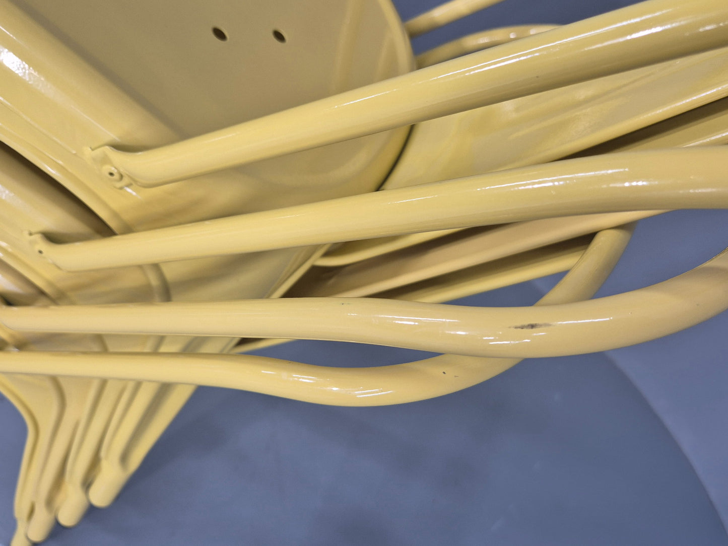 6 Yellow Tolix Stlye Stacking Chair VG Condition Vintage Industrial  EB12579