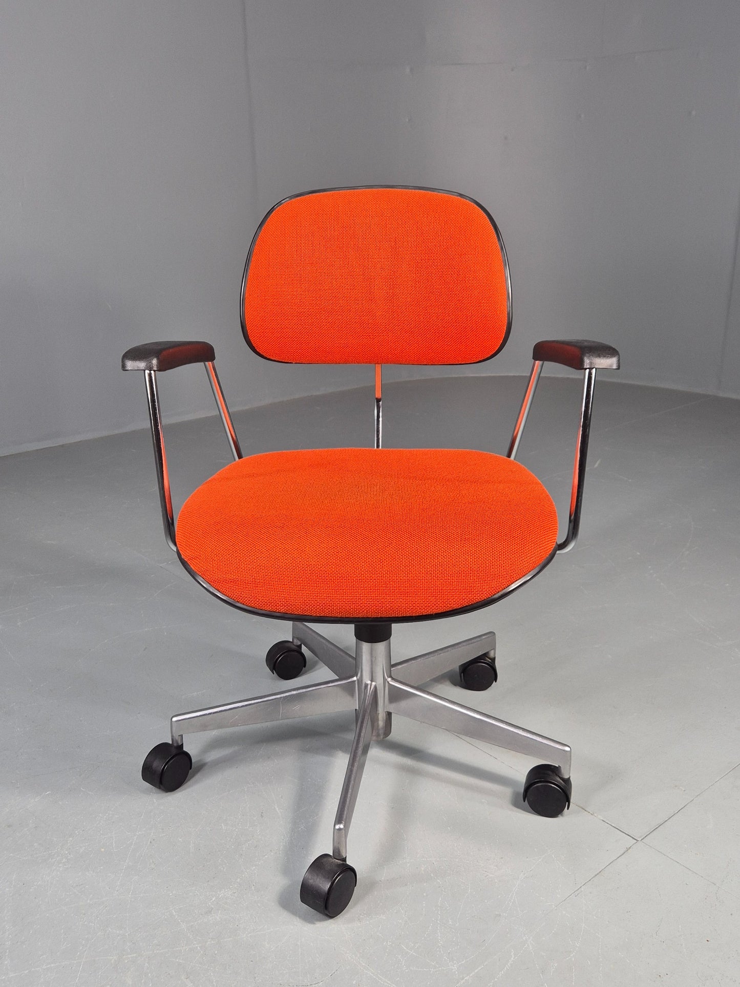 Vintage 1970s Office Chair Danish Labofa Orange wool Retro EB12128