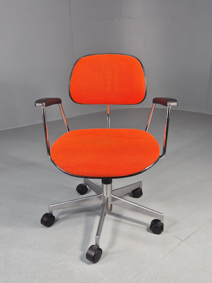 Vintage 1970s Office Chair Danish Labofa Orange wool Retro EB12128