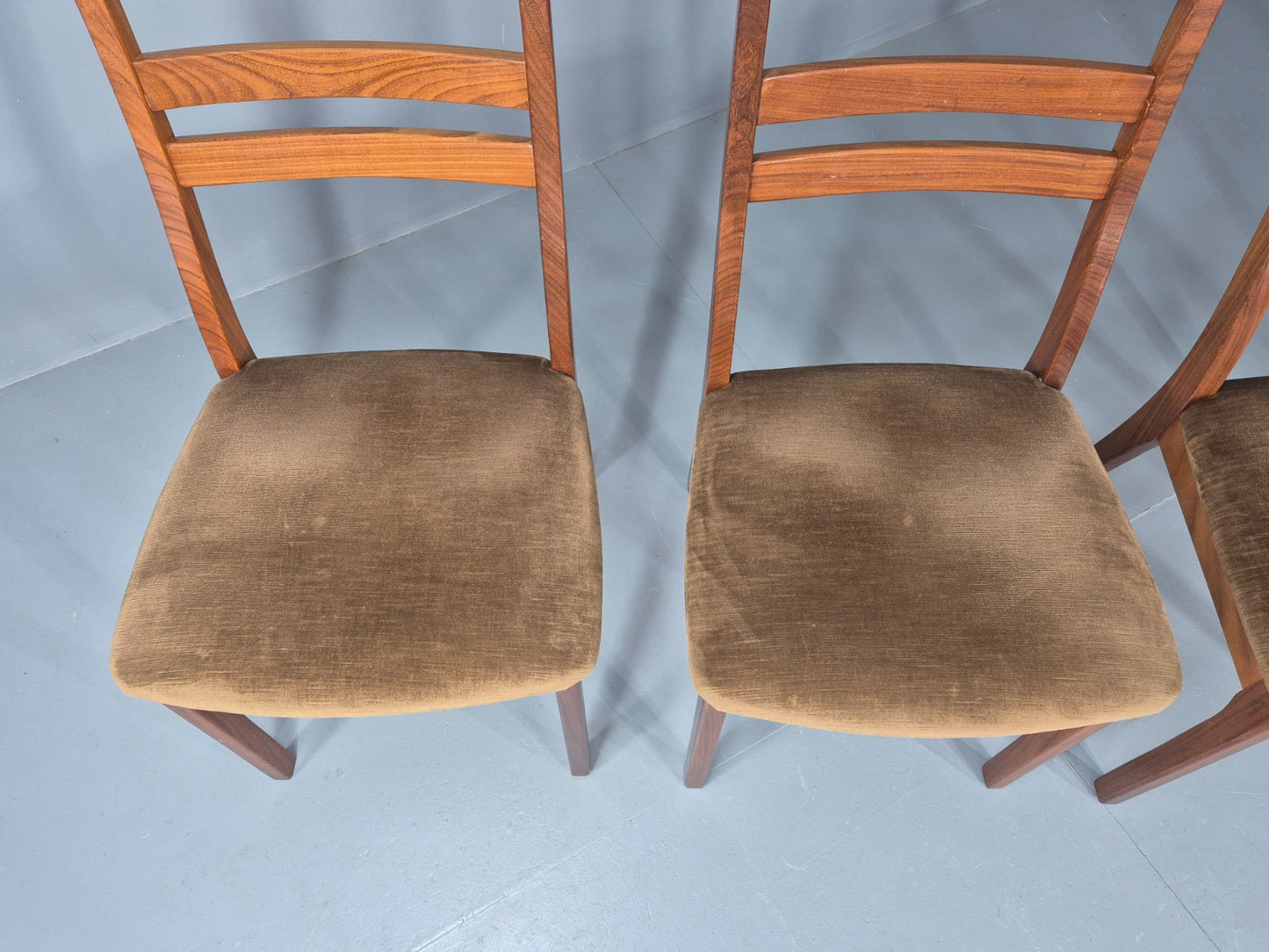 4 Vintage Nathan Dining Chairs Teak Frames 1970s Retro MCM EB11961
