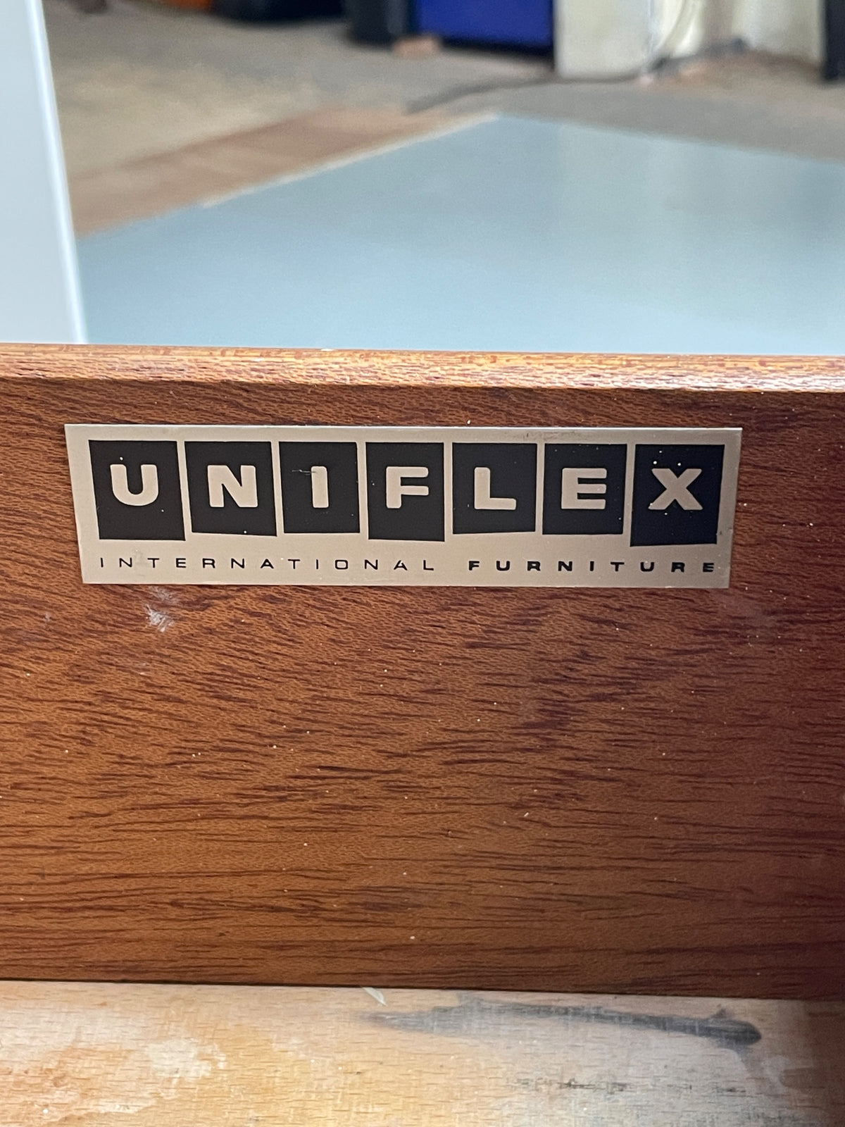 Vintage 1960s Compact Desk Teak Uniflex White Retro Mid Century Drawers EB12968