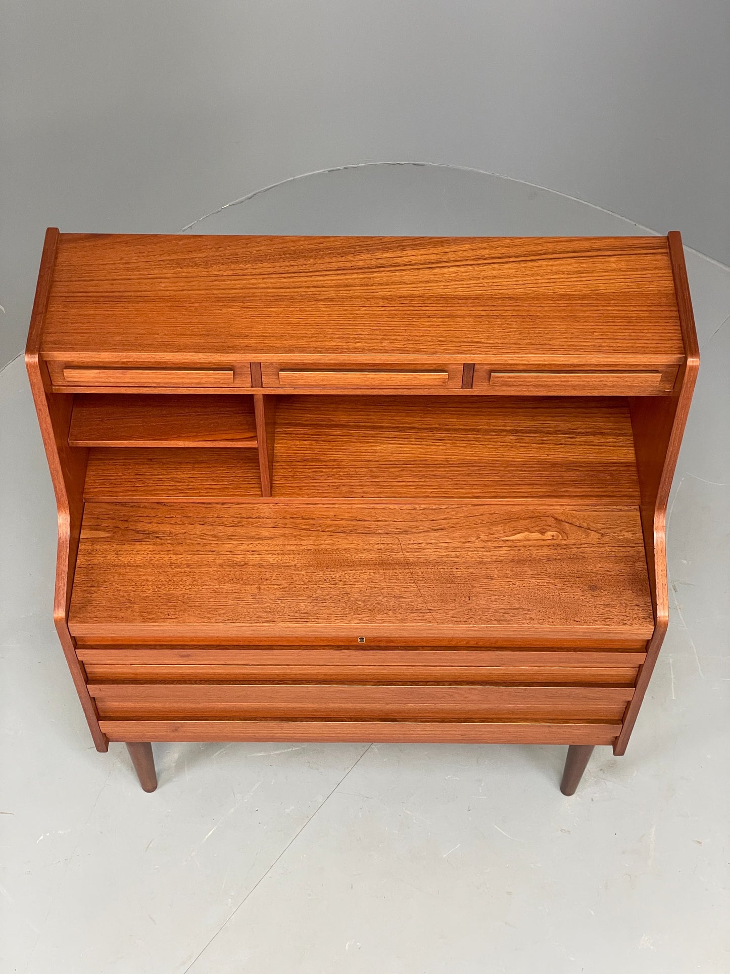 Vintage Teak Bureau Desk By Reoval 1960s Danish Mid Century Drawers EB12367
