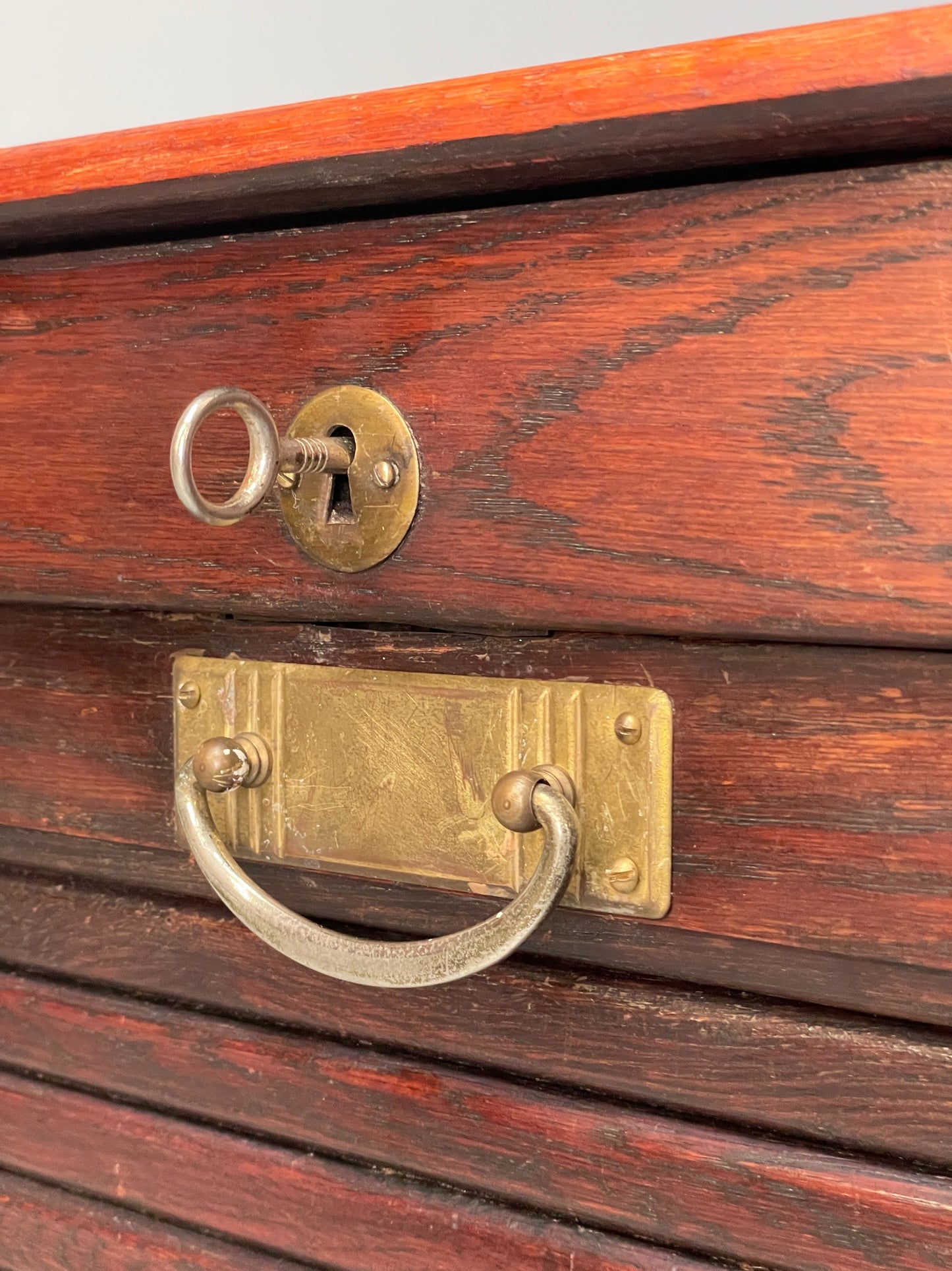 Vintage Tambour Cabinet Oak Drawers Danish Early 20th Century Filing EB12628