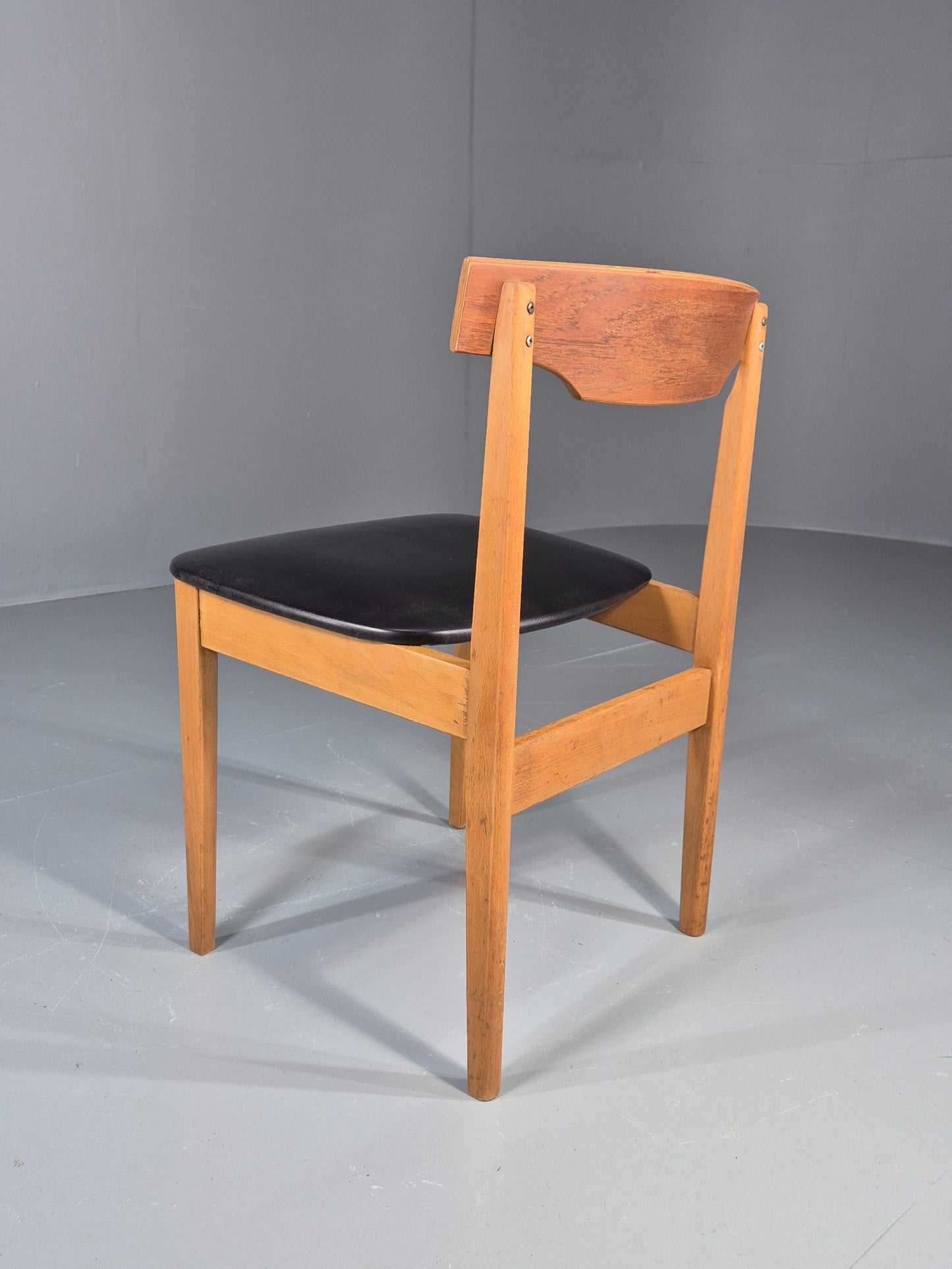 Vintage Teak Dining Chair 1960s Retro Mid Century Vinyl Seat EB11759