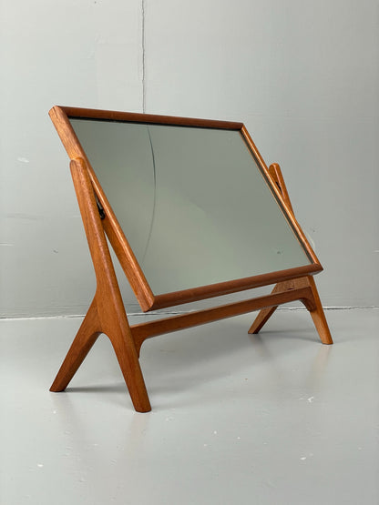 Vintage Mirror Vanity 1950s Mid Century Tilting Mahogany Retro EB12614