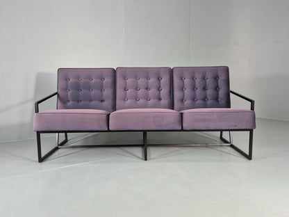 Vintage 3 Seater Sofa Modern Design Orange Box Lossit Purple Velvet  EB12806