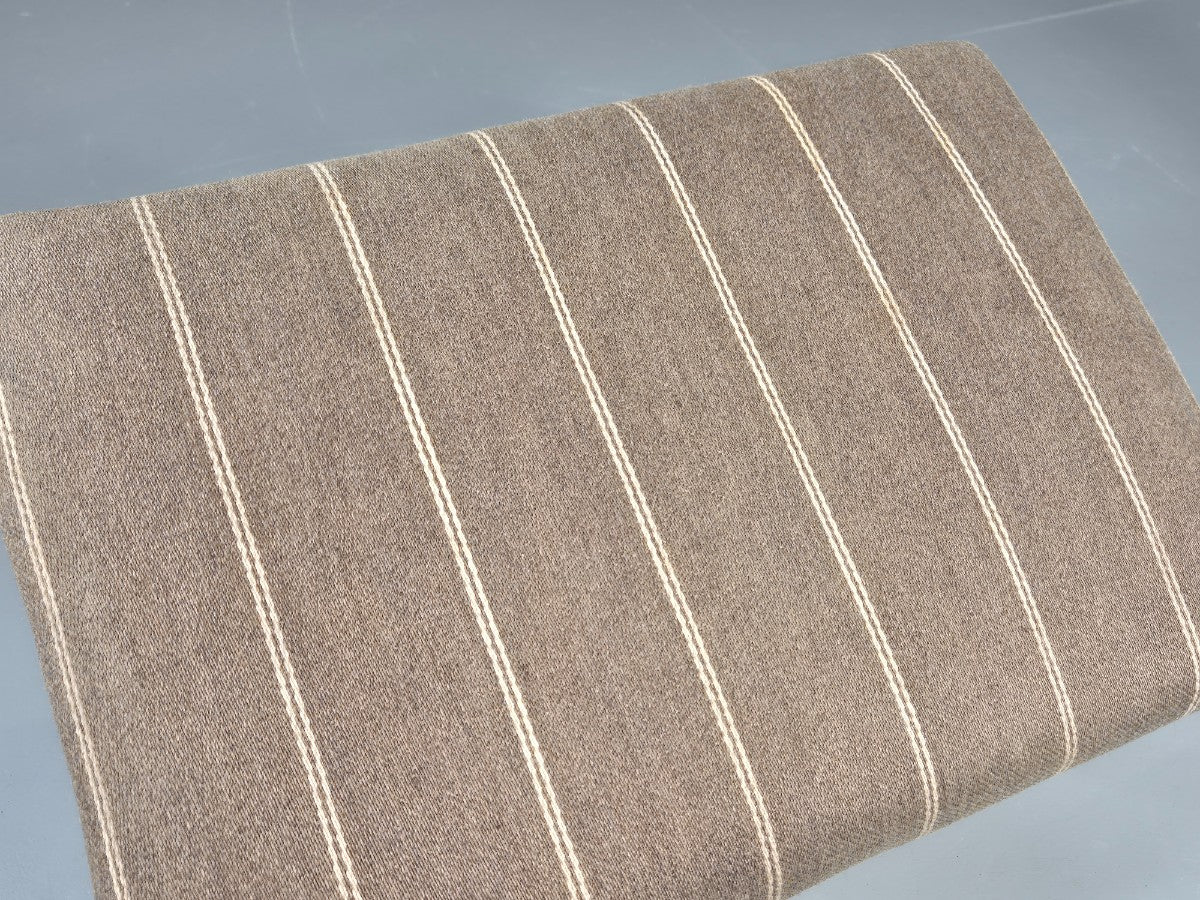 Vintage Mid Century Danish footstool  Taupe Stripe Teak Legs Retro 1960s  EB12024