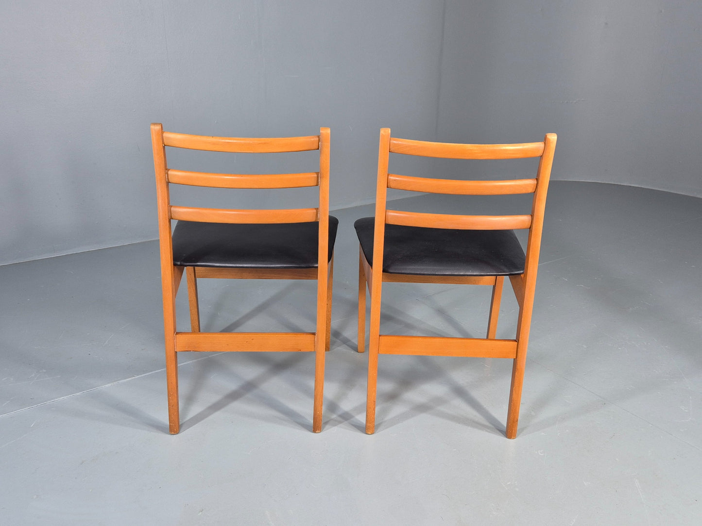 2 Vintage Mid Century Dining Chairs Beech Vinyl 1960s Retro  EB12255