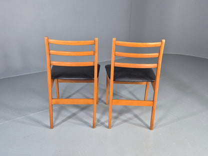 2 Vintage Mid Century Dining Chairs Beech Vinyl 1960s Retro  EB12255