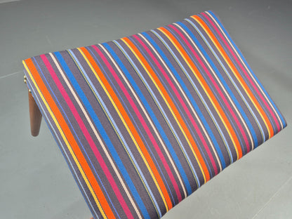 Vintage Midcentury Footstool Danish Design New Upholstery Retro Teak EB12049