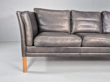 Vintage 3 Seater Sofa Danish Black Mogens Hansen 1990s MCM Retro EB11949