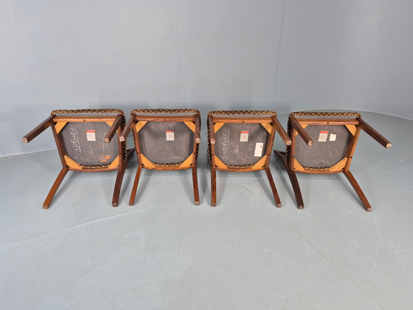 4 Vintage G plan Dining Chairs  Ladder Back Original Seats Teak 1970s EB12174