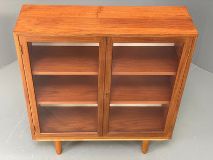 Vintage 1960s Teak Bookcase Glazed Retro Shelving Adjustable Mid Century EB11975