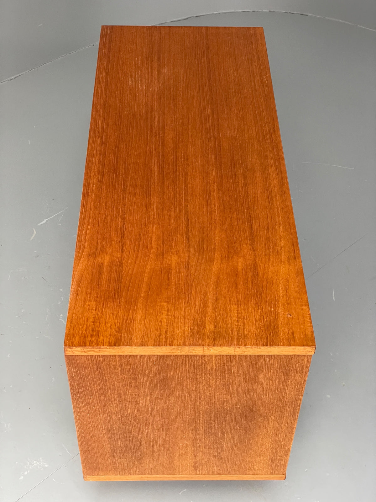 Vintage 1970s Teak Cabinet Glass Sliding Door Retro Mid Century Shelving EB12932