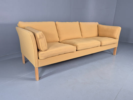 Vintage 3 Seater Sofa Danish Yellow wool Soren Lund Brand Retro 1980s Eb12545