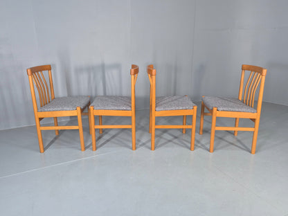 4 Vintage Mid Century Dining Chairs 1970s Retro New Upholstery Beech EB12785