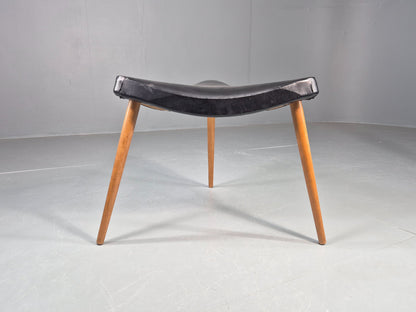Vintage Danish Mid Century Footstool Triangular Black vinyl 1960s Retro EB12152