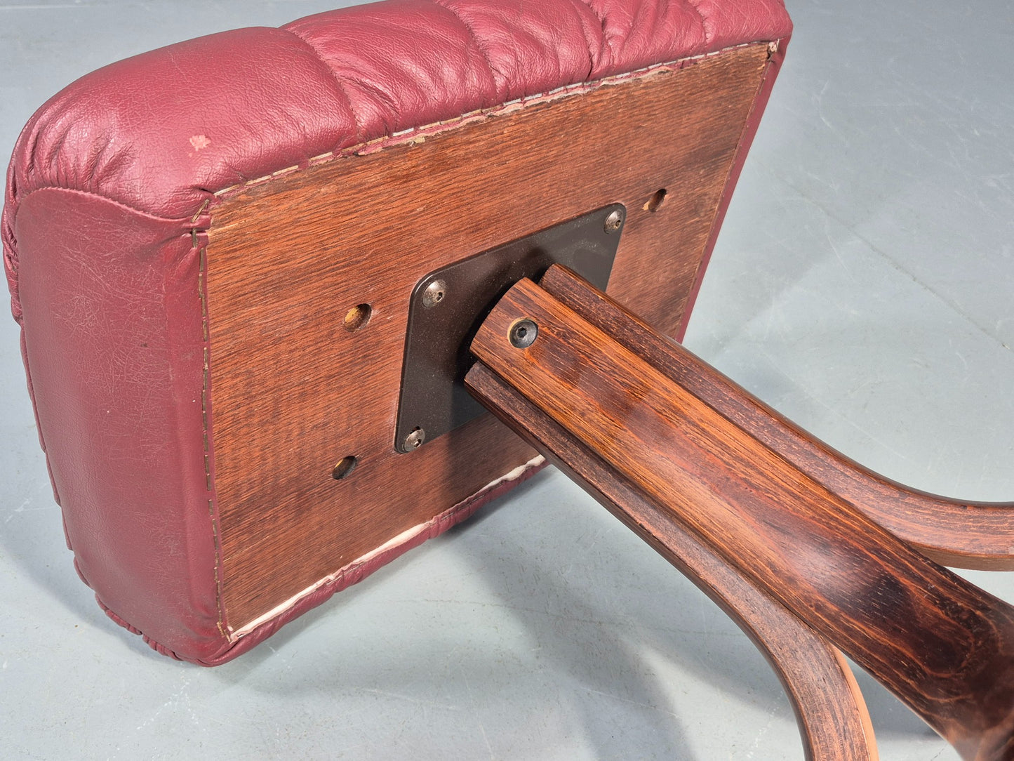 Vintage Danish Leather Footstool 1980s Retro EB09060