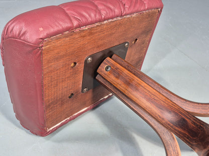 Vintage Danish Leather Footstool 1980s Retro EB09060